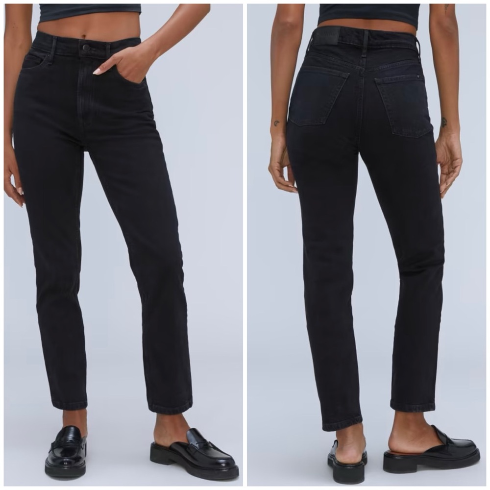 Everlane Original Cheeky Jean Organic Crop Size 32 Washed Black Straight Leg